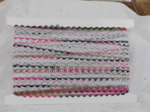Feather Edge Eyelet Lace Per Meter 38mm Olive/Black/Fuchsia